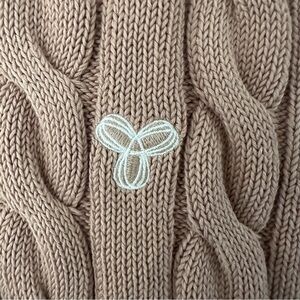 TNA CROPPED V-NECK CABLE KNIT TAN SWEATER WOMENS SZ SMALL